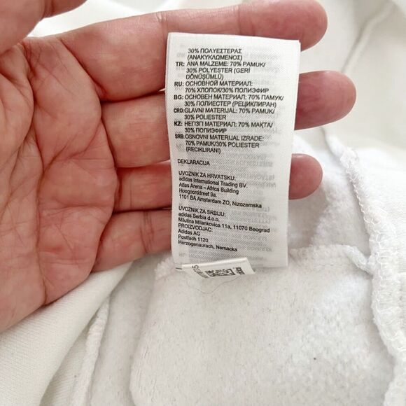 Adidas Classic Stripes Crewneck Long Sleeve Pullover Cotton Blend Sweatshirt - Picture 11 of 13